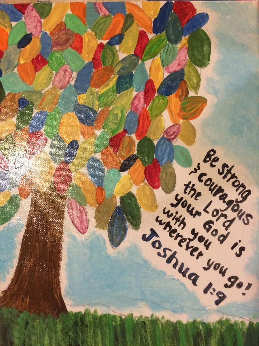 Tree of life painting with lettered verse